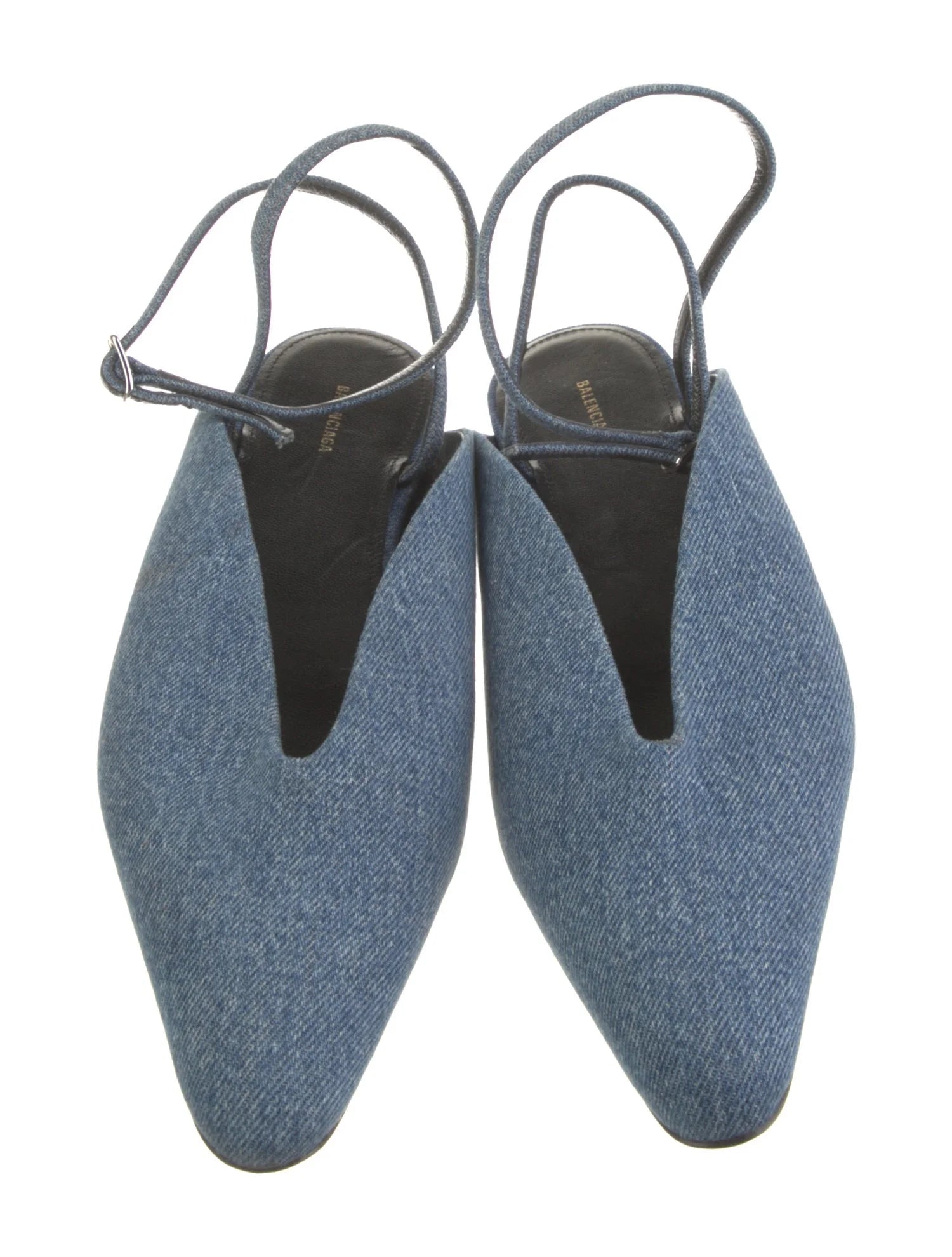 Balenciaga Denim Slingback Flats