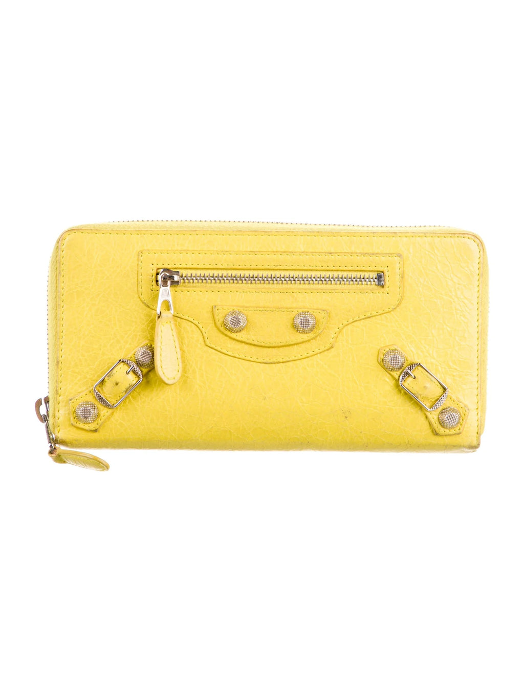 Balenciaga Yellow Moto City Continental Wallet