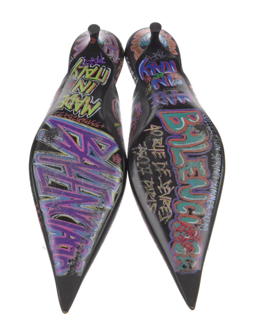 Balenciaga Graffiti Leather Mules