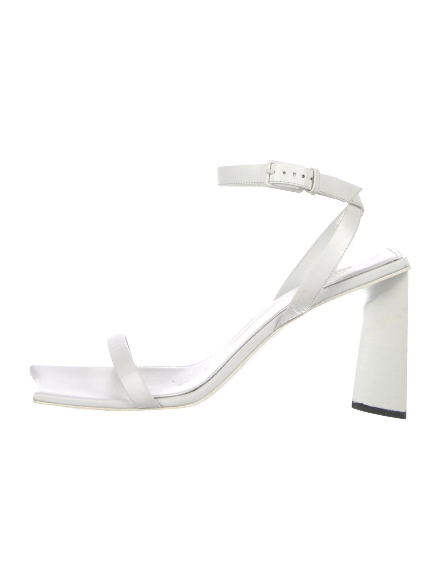 Balenciaga White Leather Square Toe Sandals