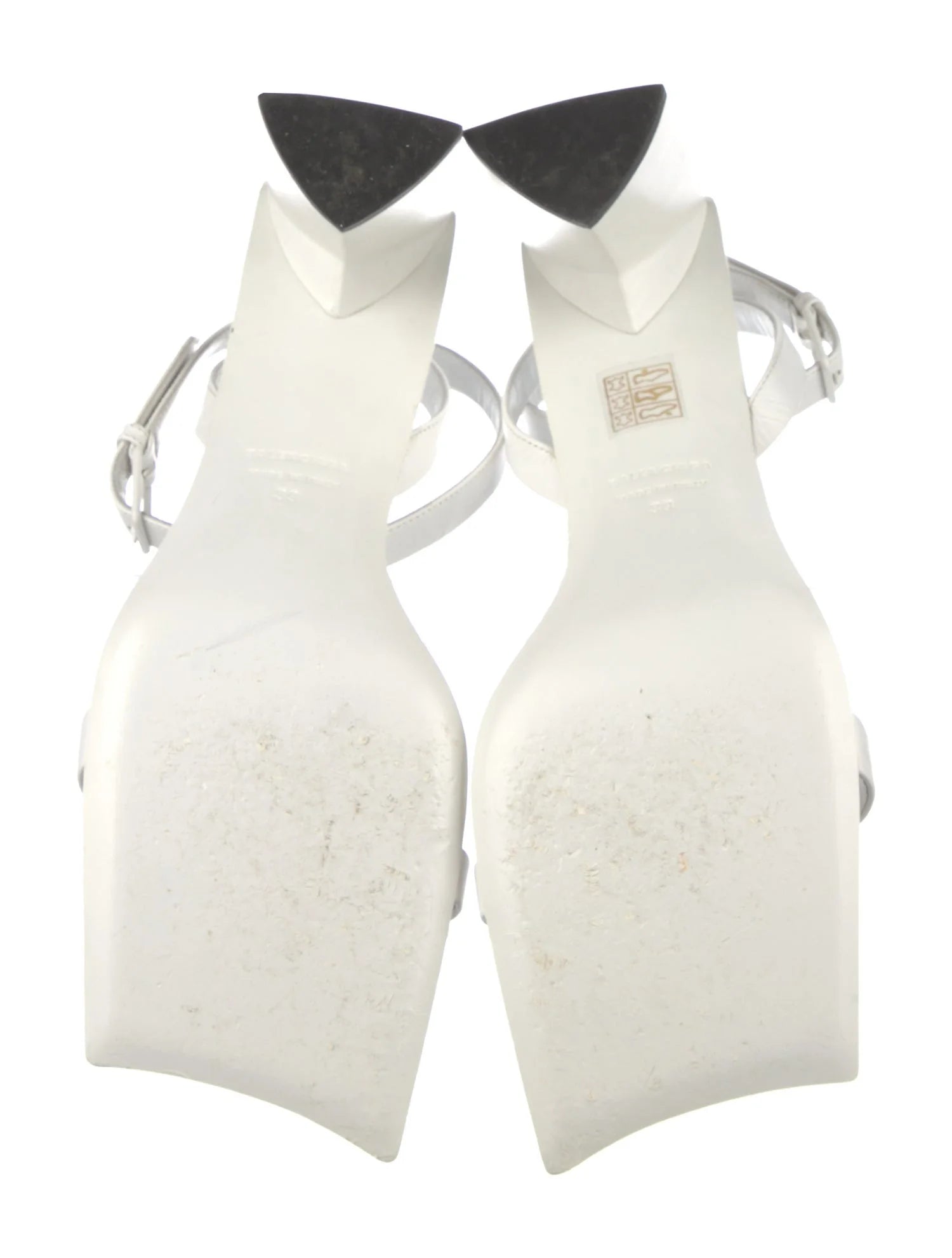 Balenciaga White Leather Square Toe Sandals