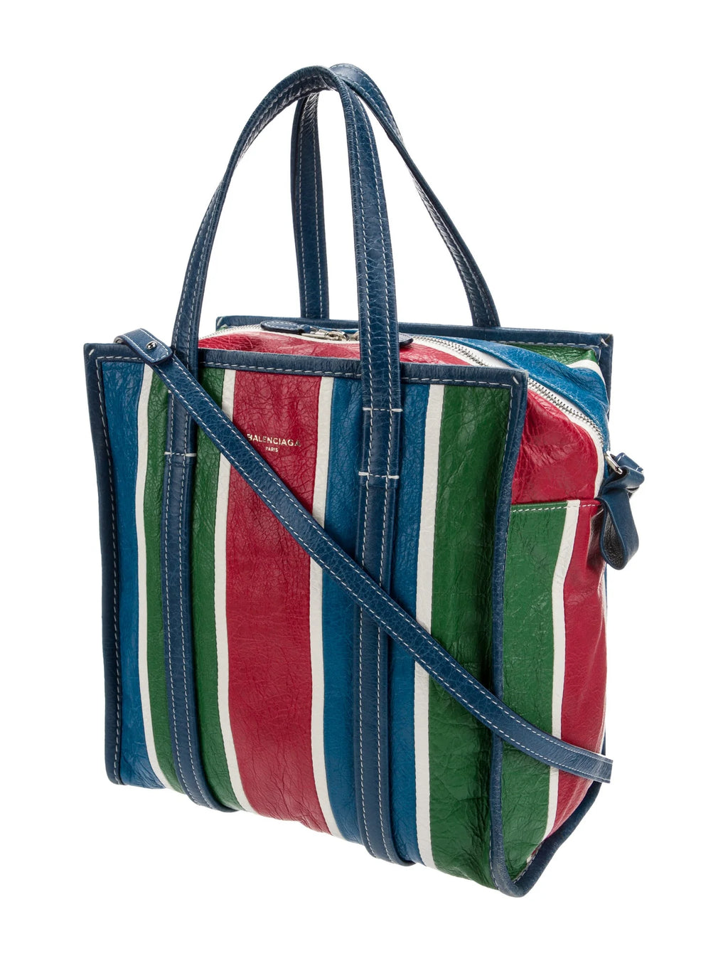 Balenciaga Striped Leather Bazar Tote