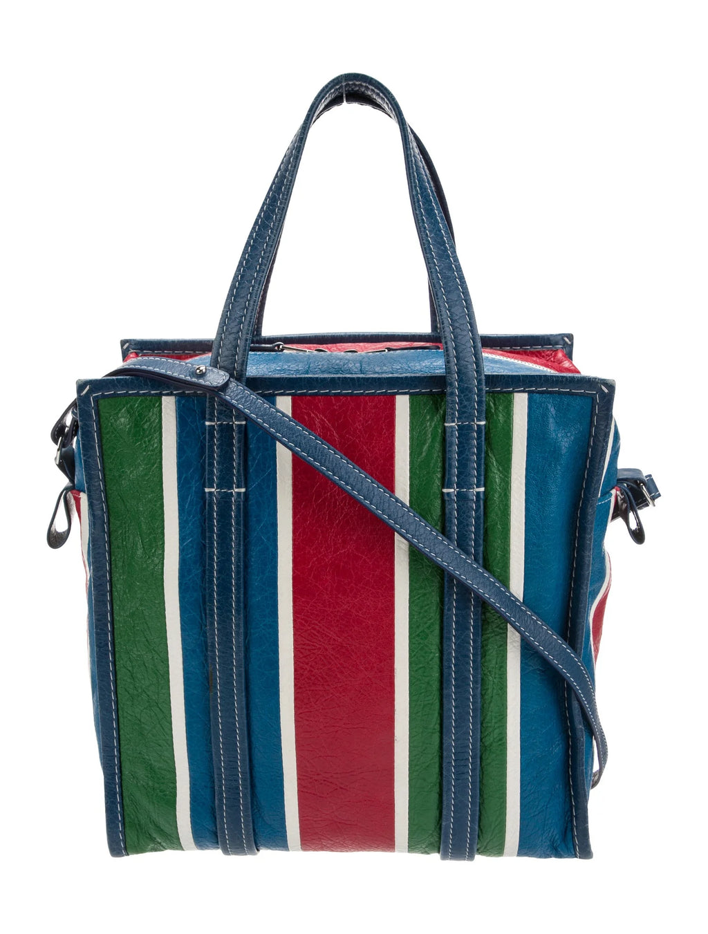 Balenciaga Striped Leather Bazar Tote