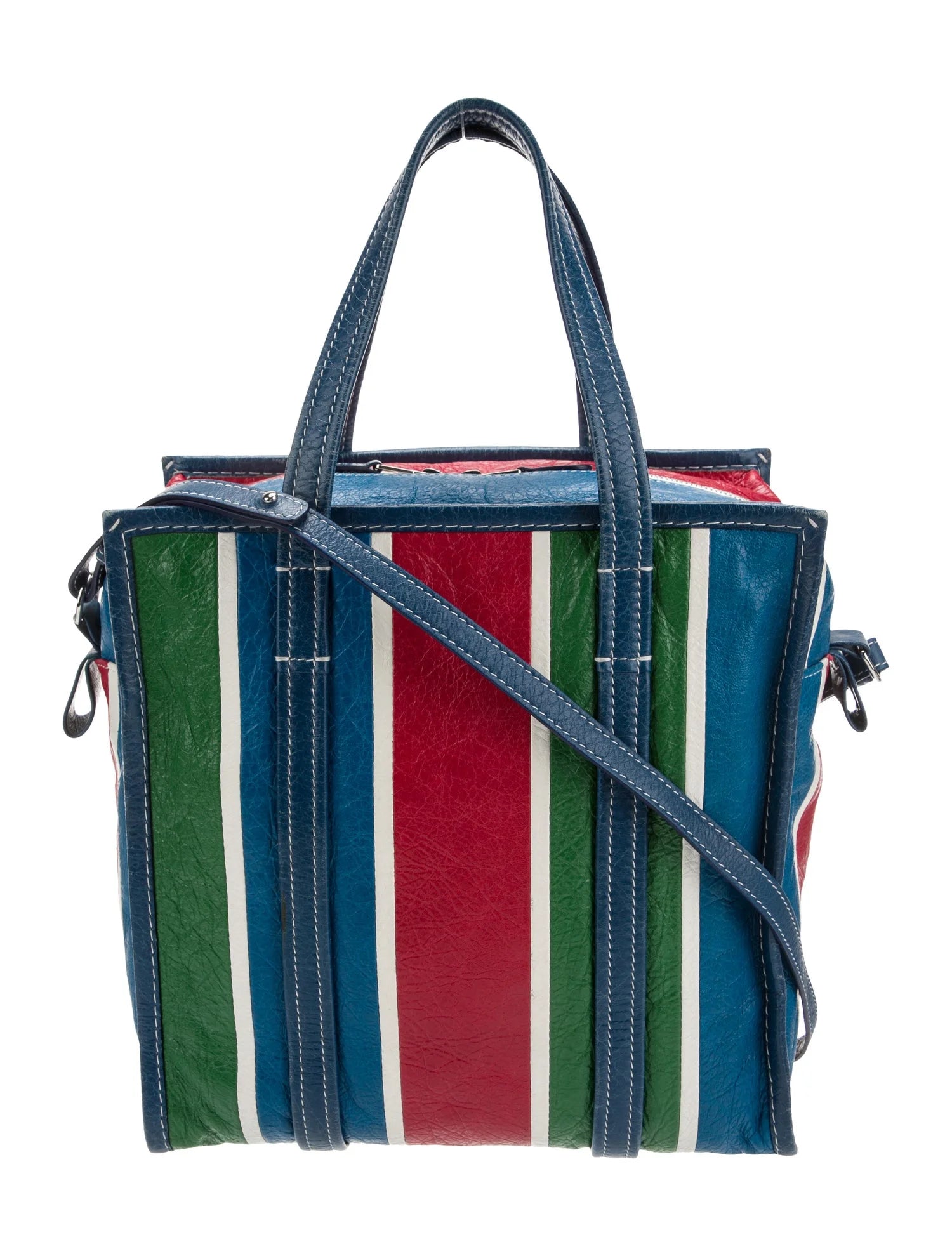Balenciaga Striped Leather Bazar Tote
