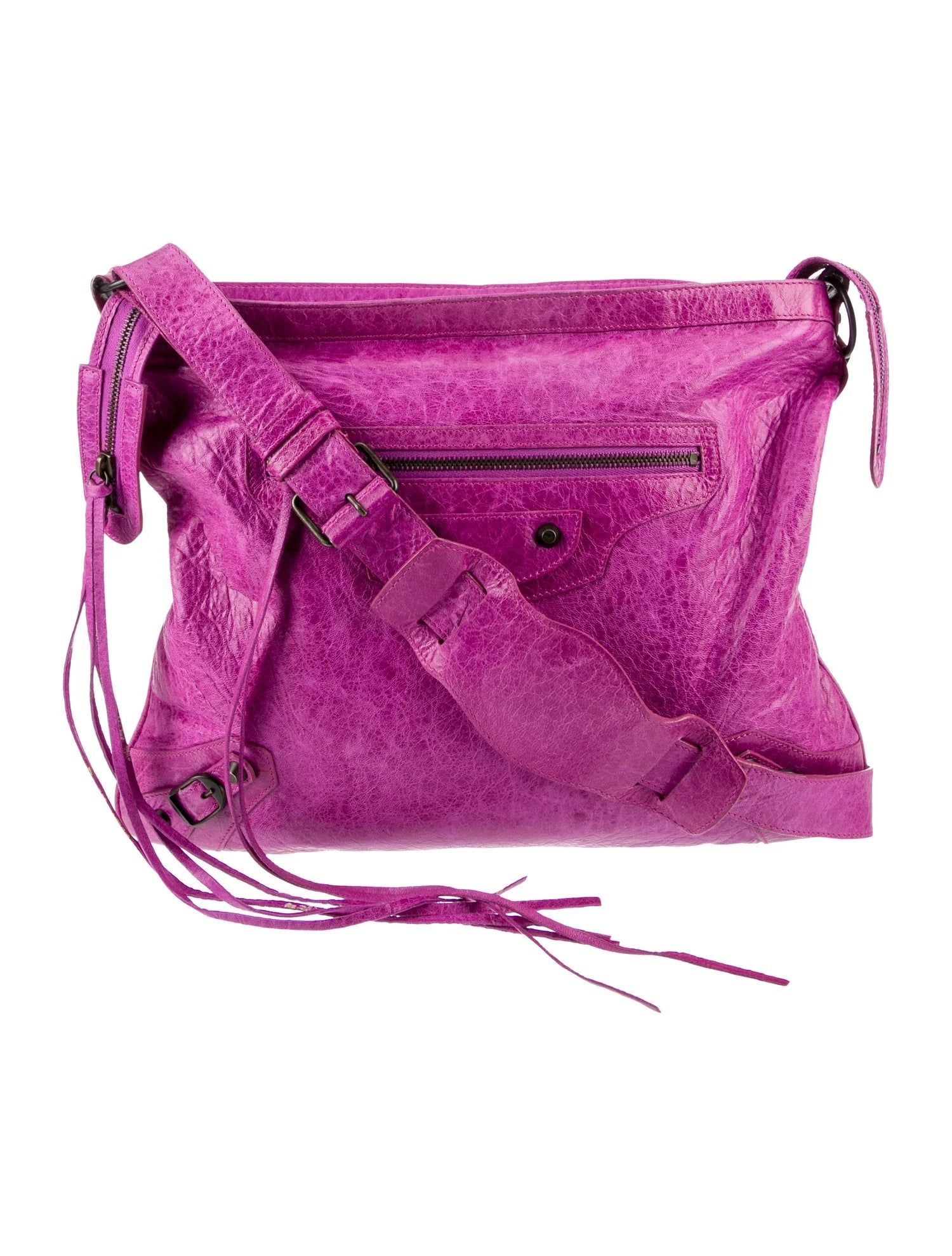 Balenciaga Leather Moto Messenger Bag