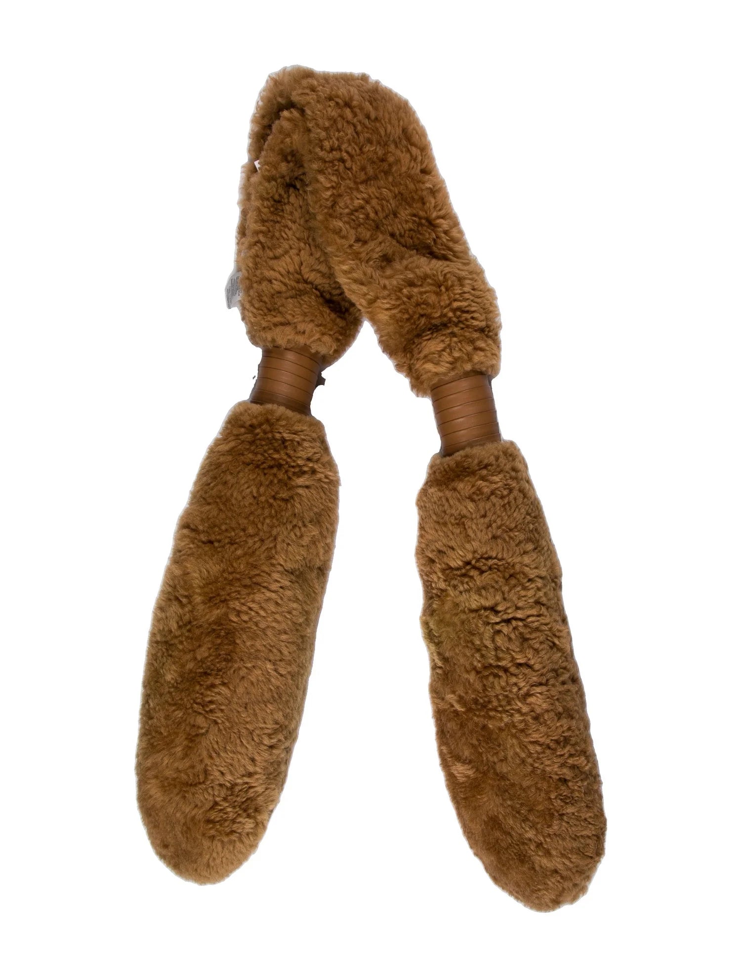 Bottega Brown Leather Knotted Shearling Scraf