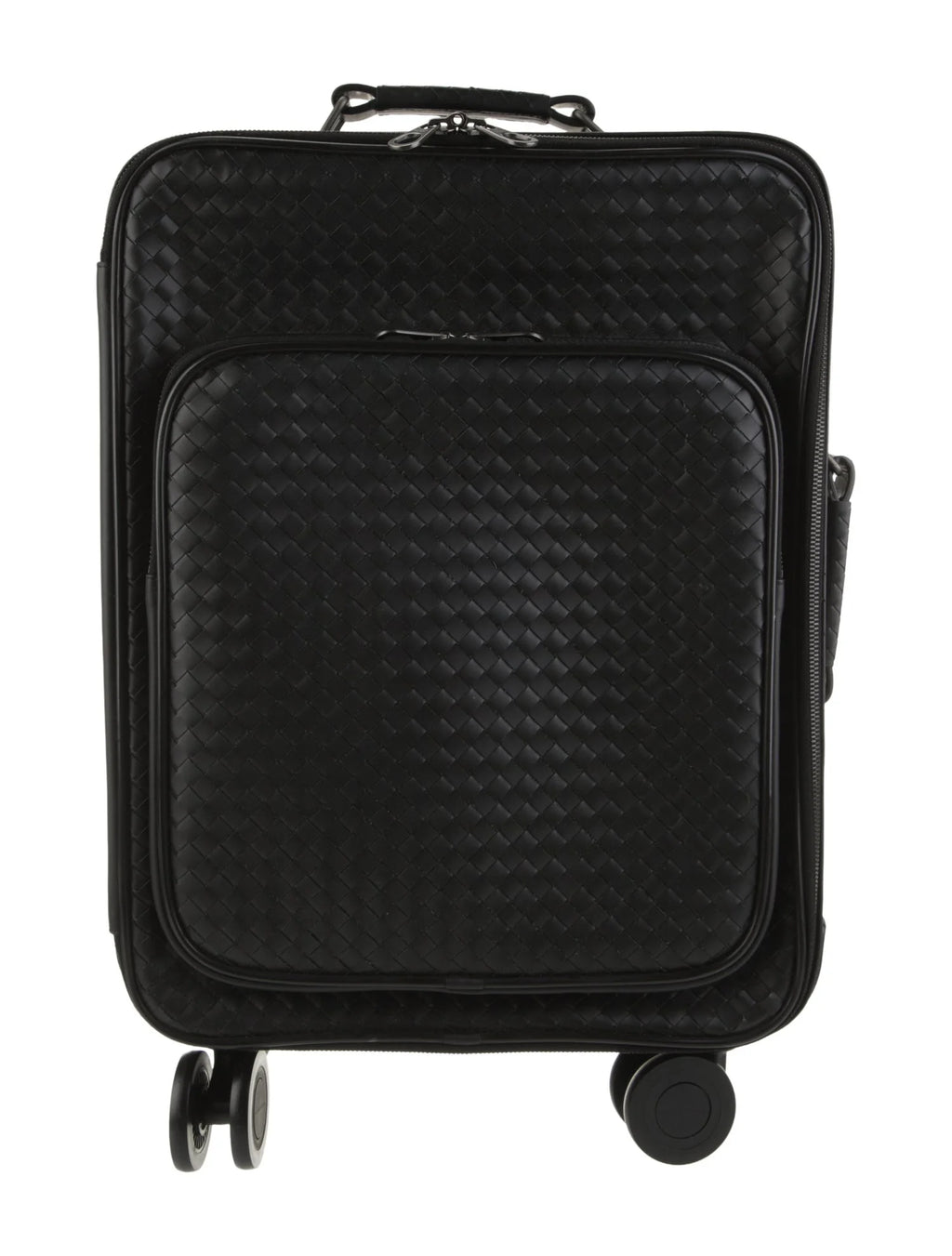 Bottega Veneta Black Leather Intrecciato Rolling Carry On Luggage