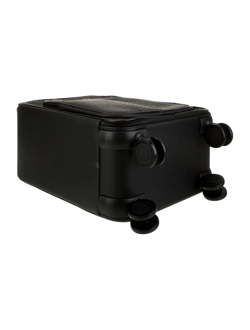 Bottega Veneta Black Leather Intrecciato Rolling Carry On Luggage