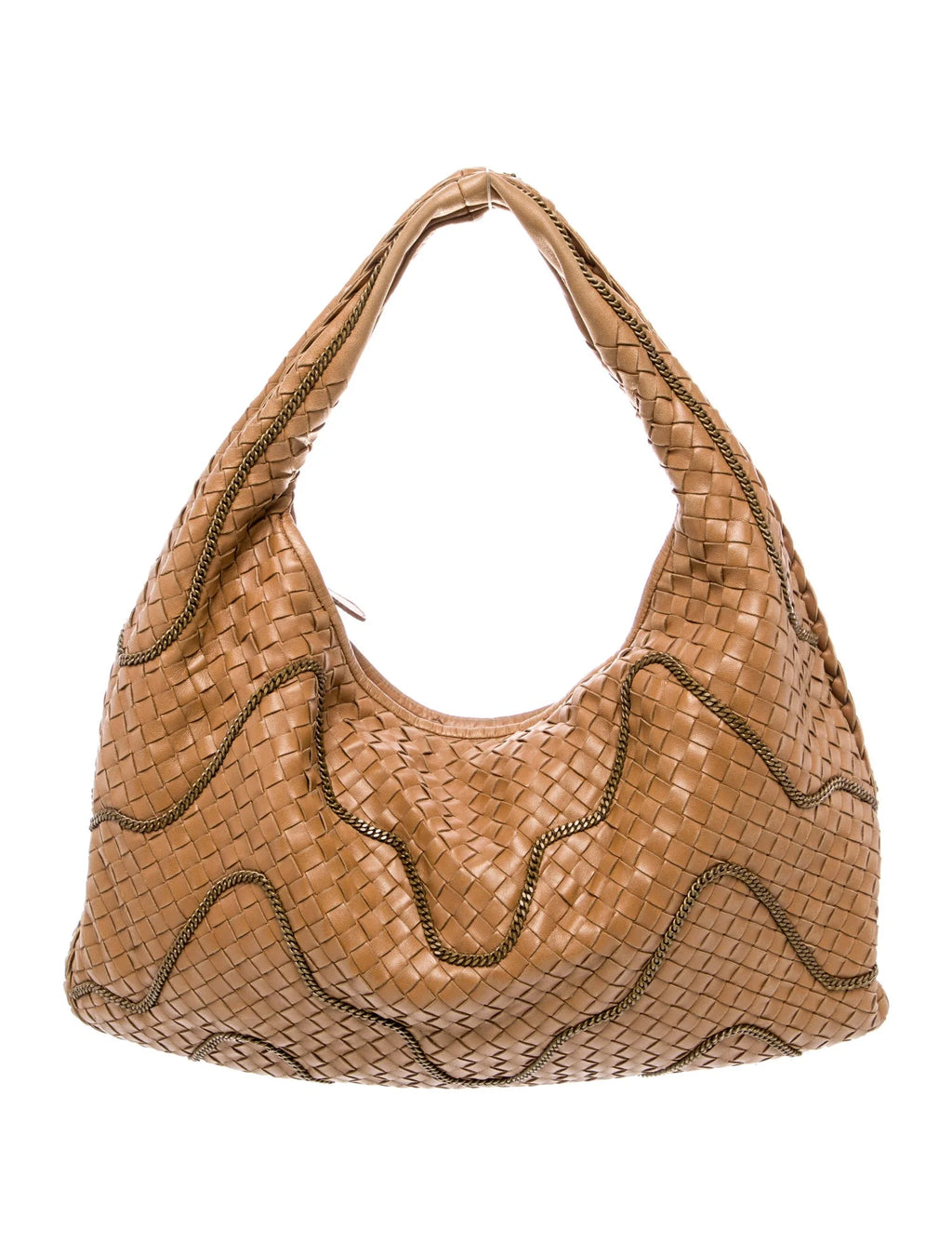 Bottega Chain Stitched Intrecciato Hobo Bag