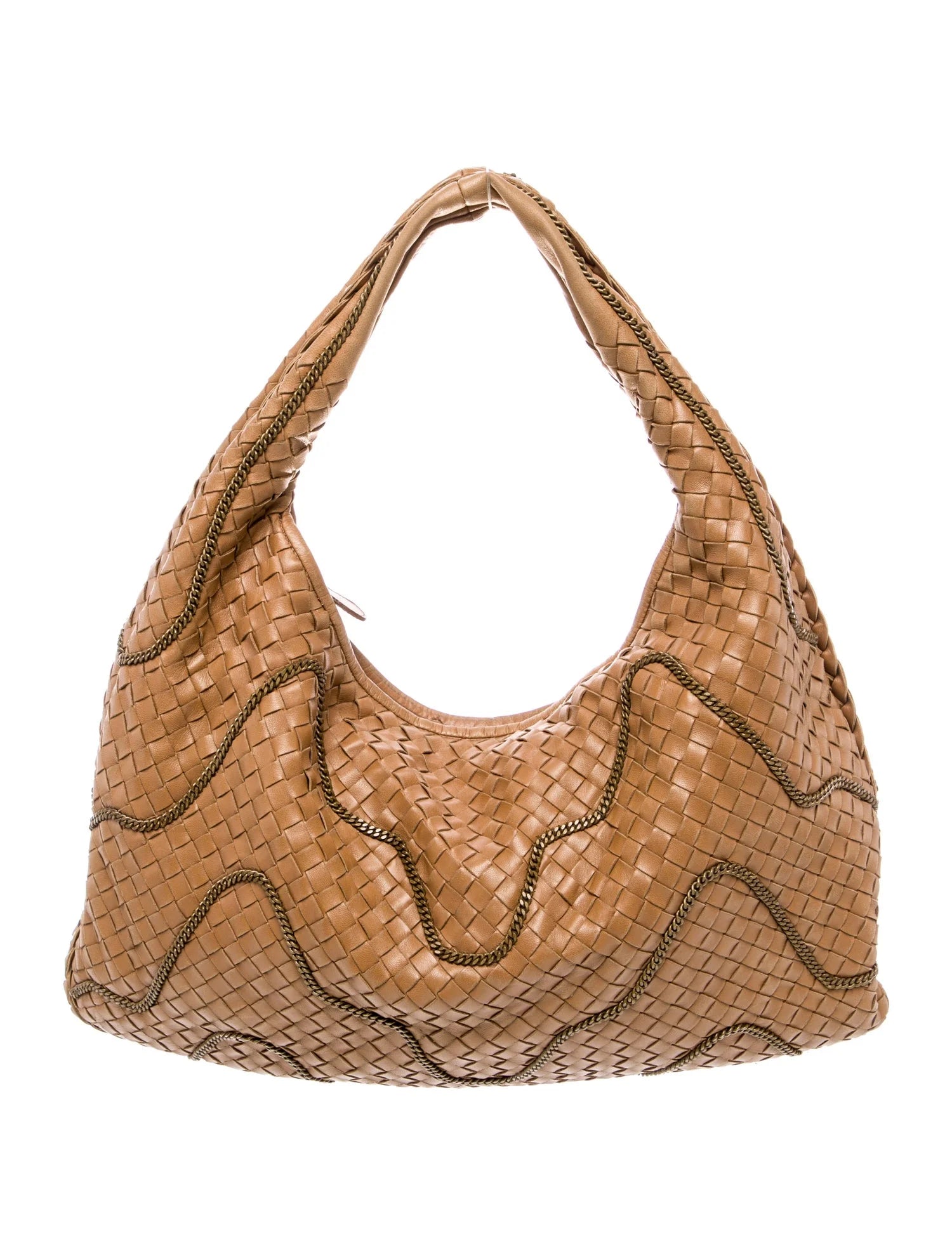 Bottega Chain Stitched Intrecciato Hobo Bag