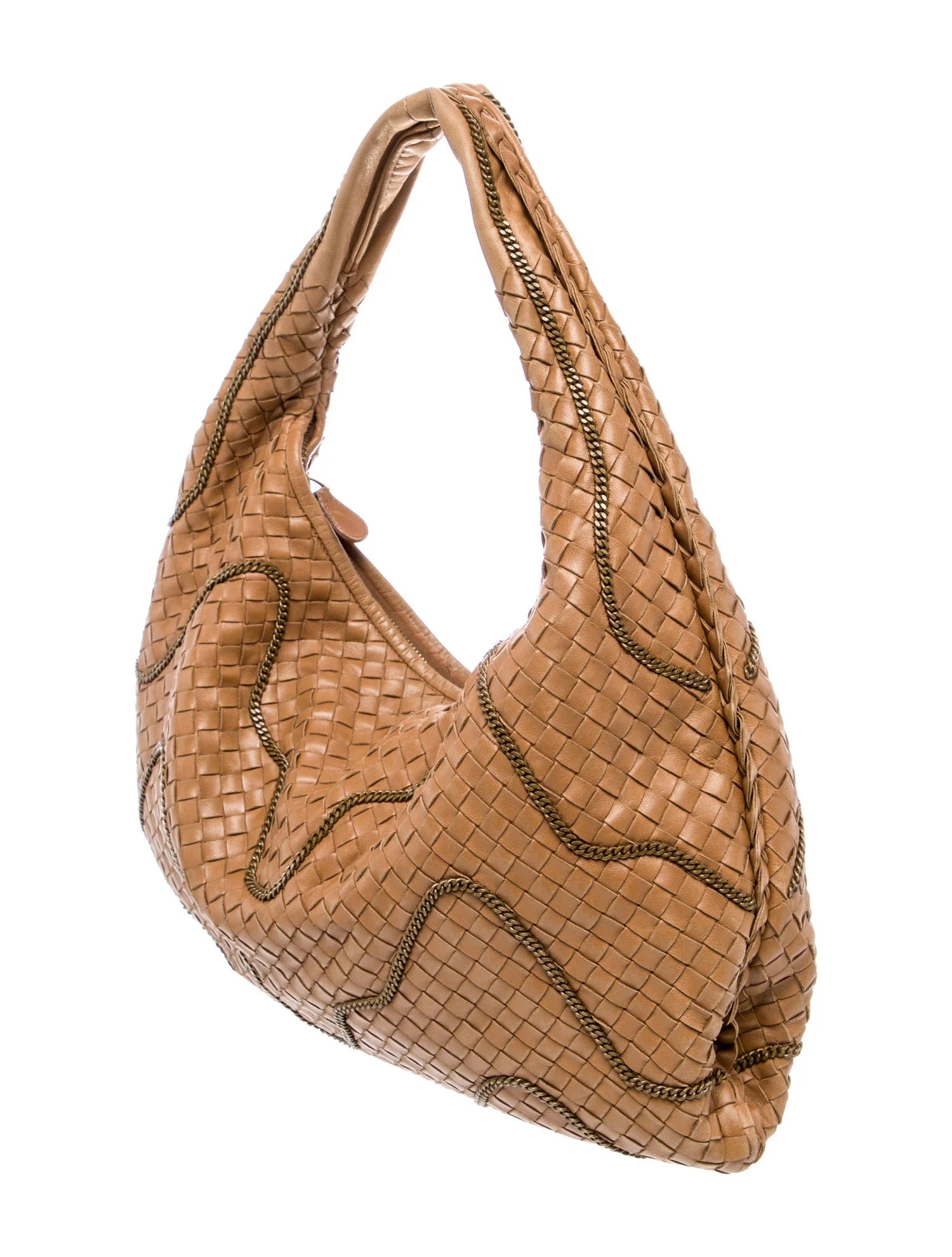 Bottega Chain Stitched Intrecciato Hobo Bag