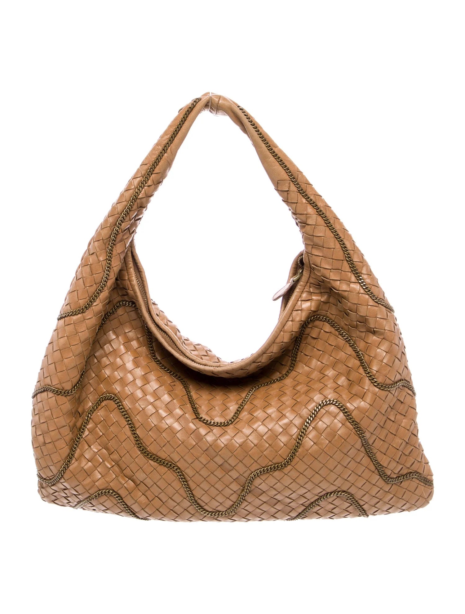 Bottega Chain Stitched Intrecciato Hobo Bag