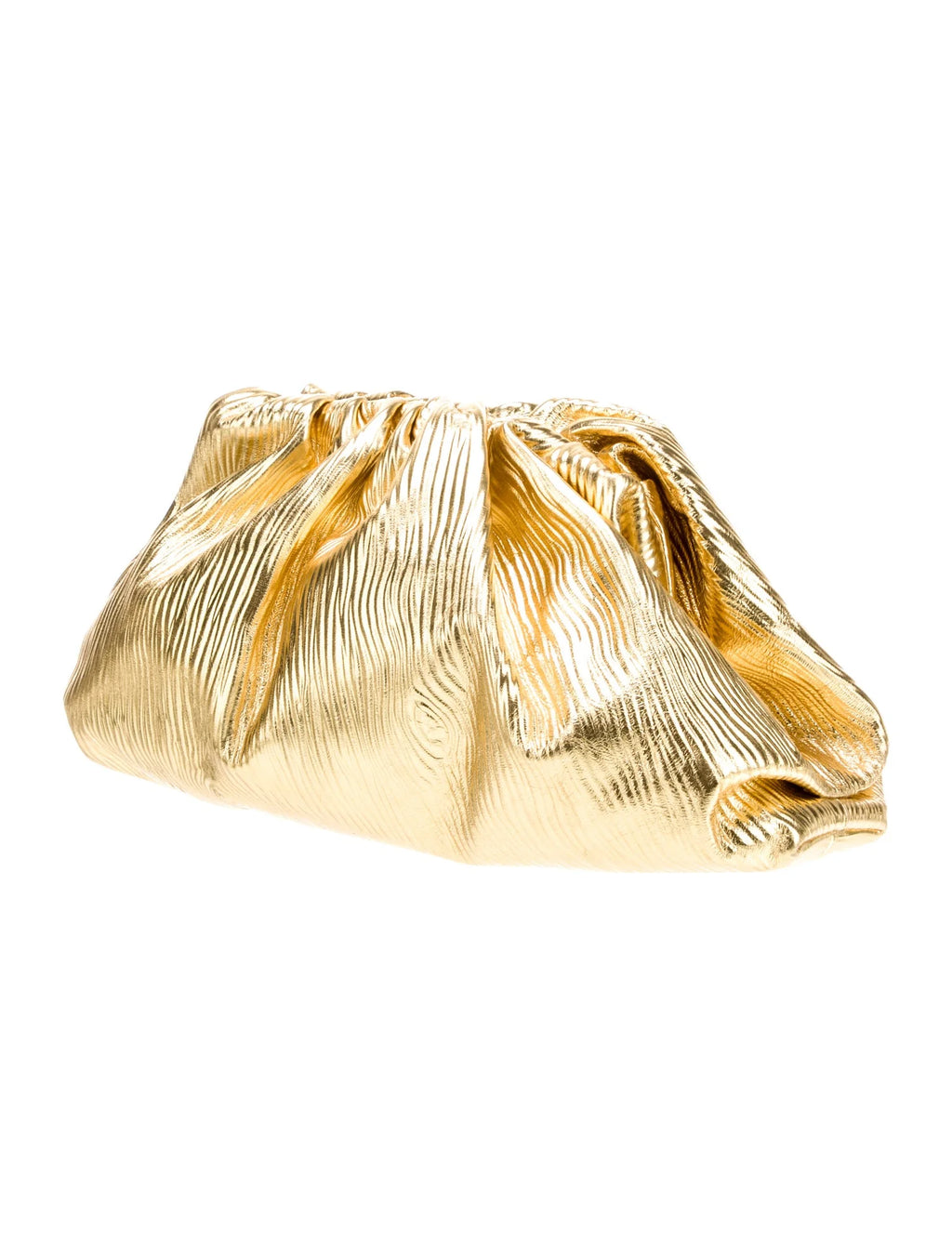 Bottega Veneta Gold and Metallic Leather Clutch