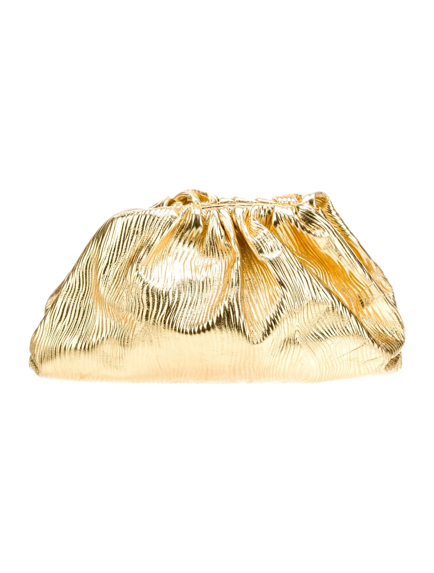 Bottega Veneta Gold and Metallic Leather Clutch