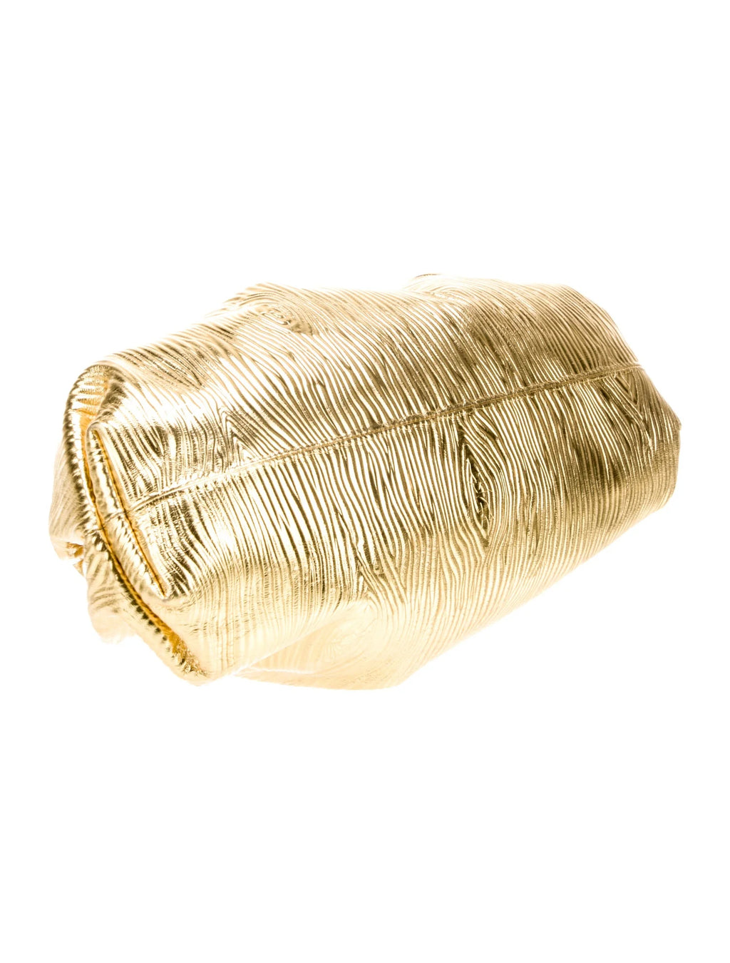 Bottega Veneta Gold and Metallic Leather Clutch