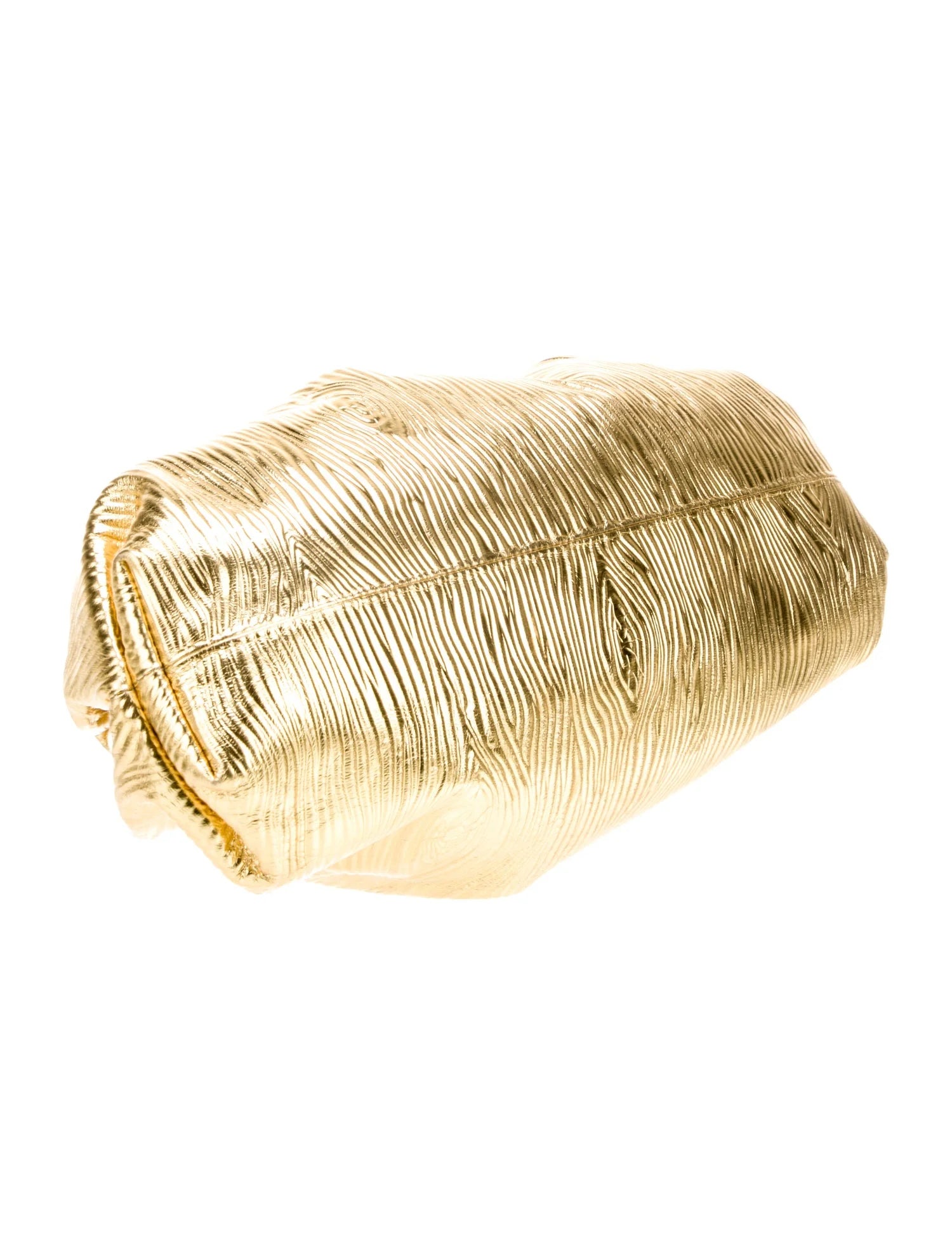 Bottega Veneta Gold and Metallic Leather Clutch