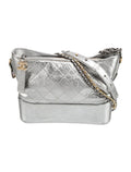 Chanel Silver Leather Medium Gabrielle Hobo Bag