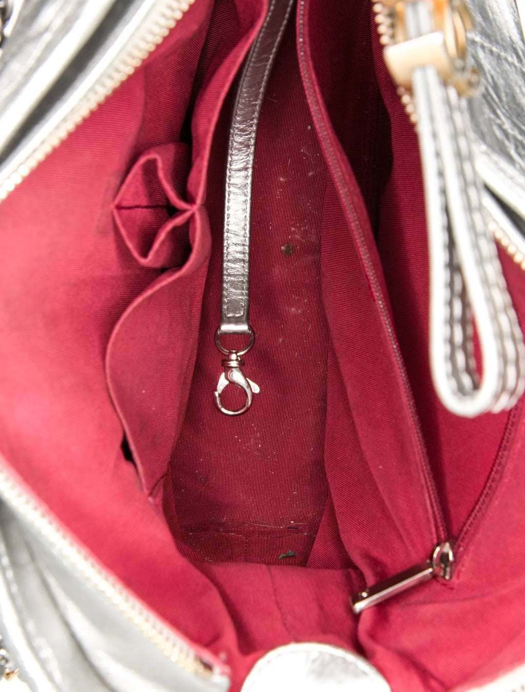 Chanel Silver Leather Medium Gabrielle Hobo Bag