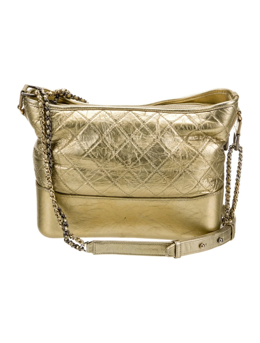 Chanel Gabrielle Medium Gold Quilted Leather Hobo Bag