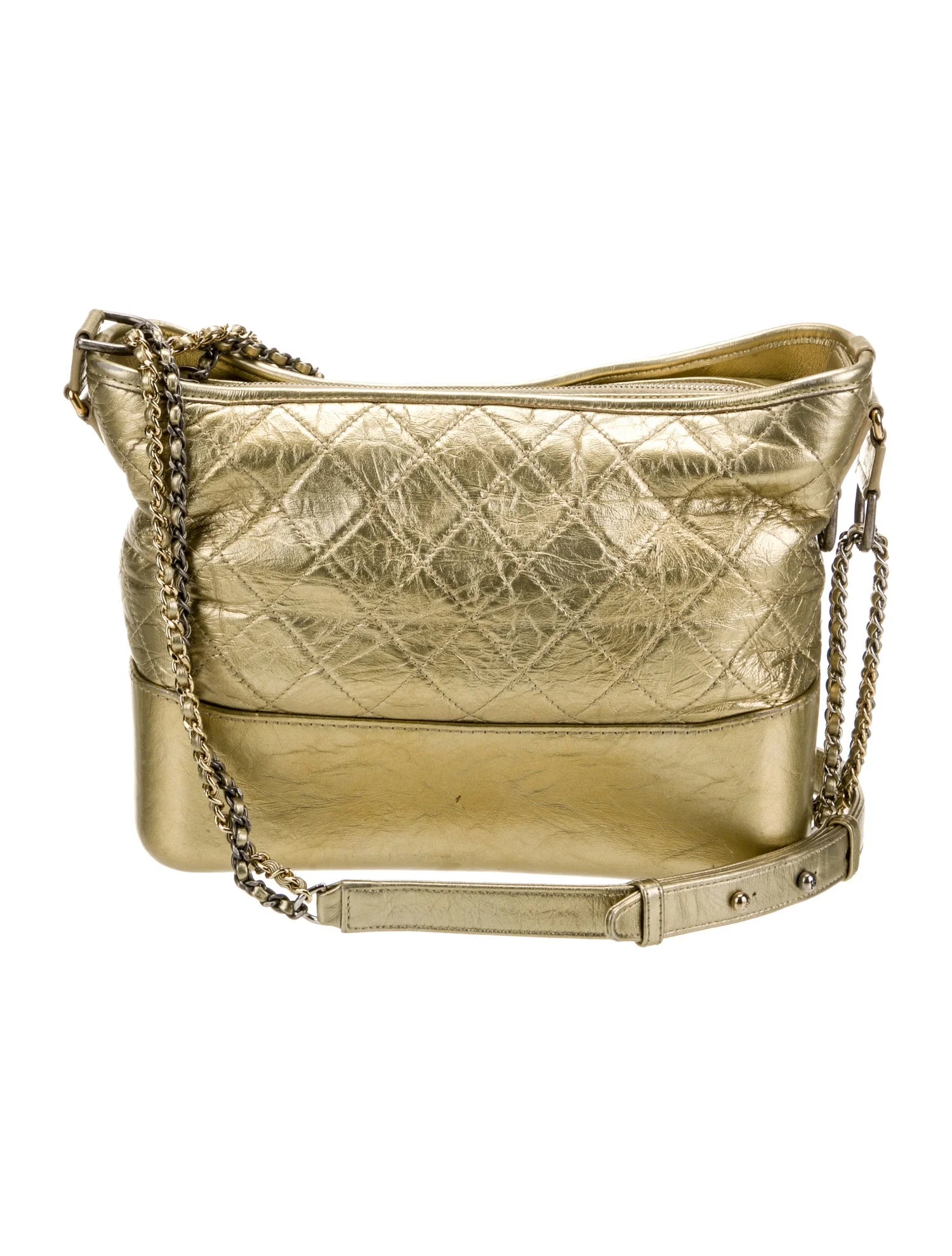 Chanel Gabrielle Medium Gold Quilted Leather Hobo Bag