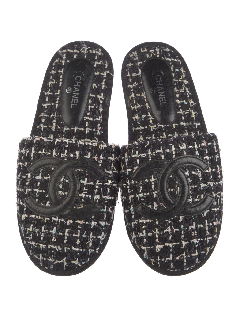 Chanel Tweed CC Logo Slides