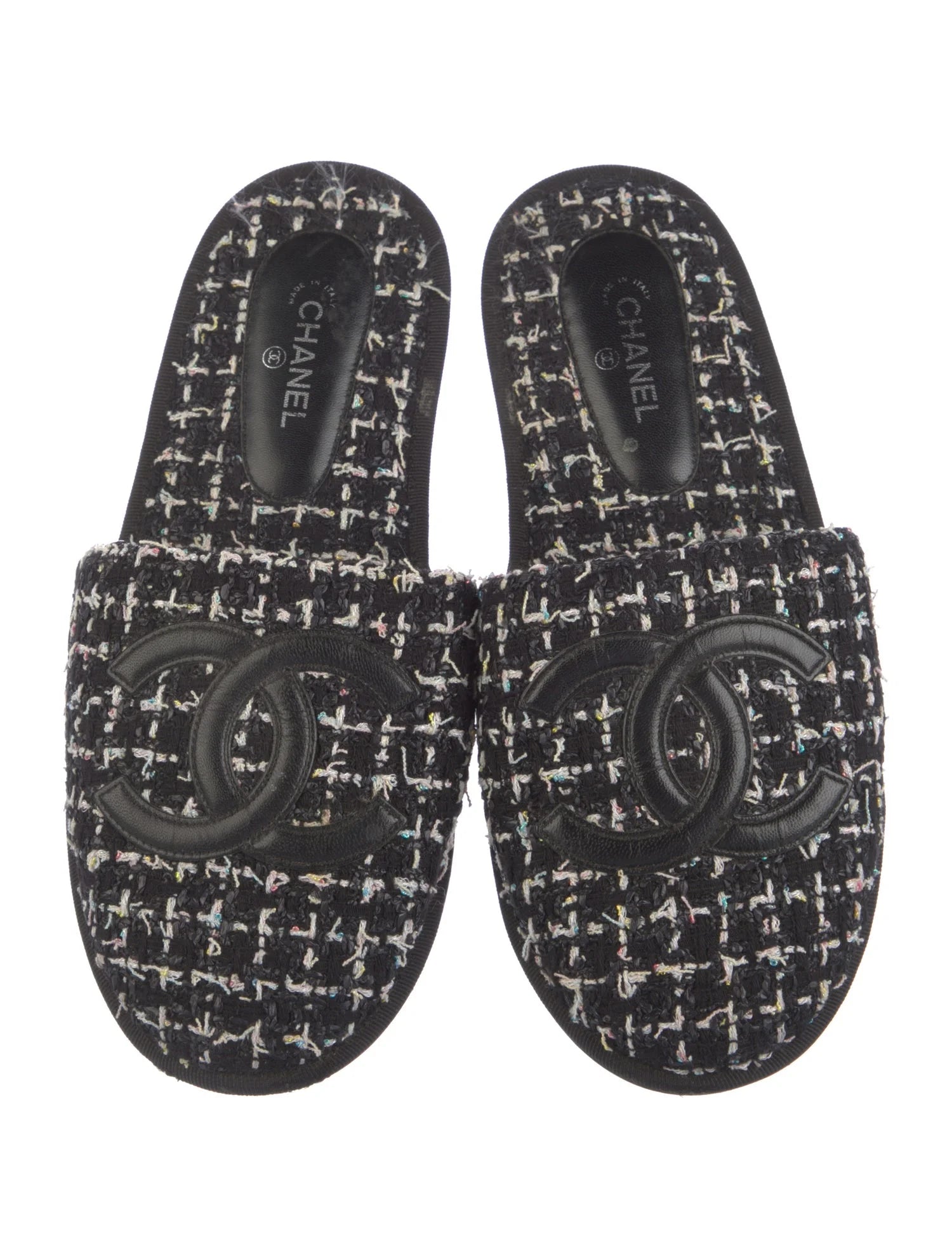 Chanel Tweed CC Logo Slides