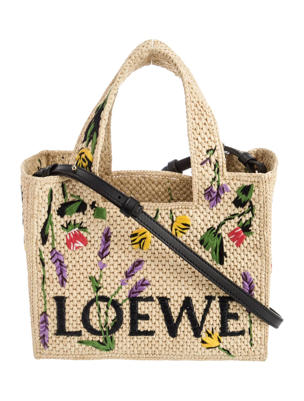 Loewe Embroidered Raffia Tote