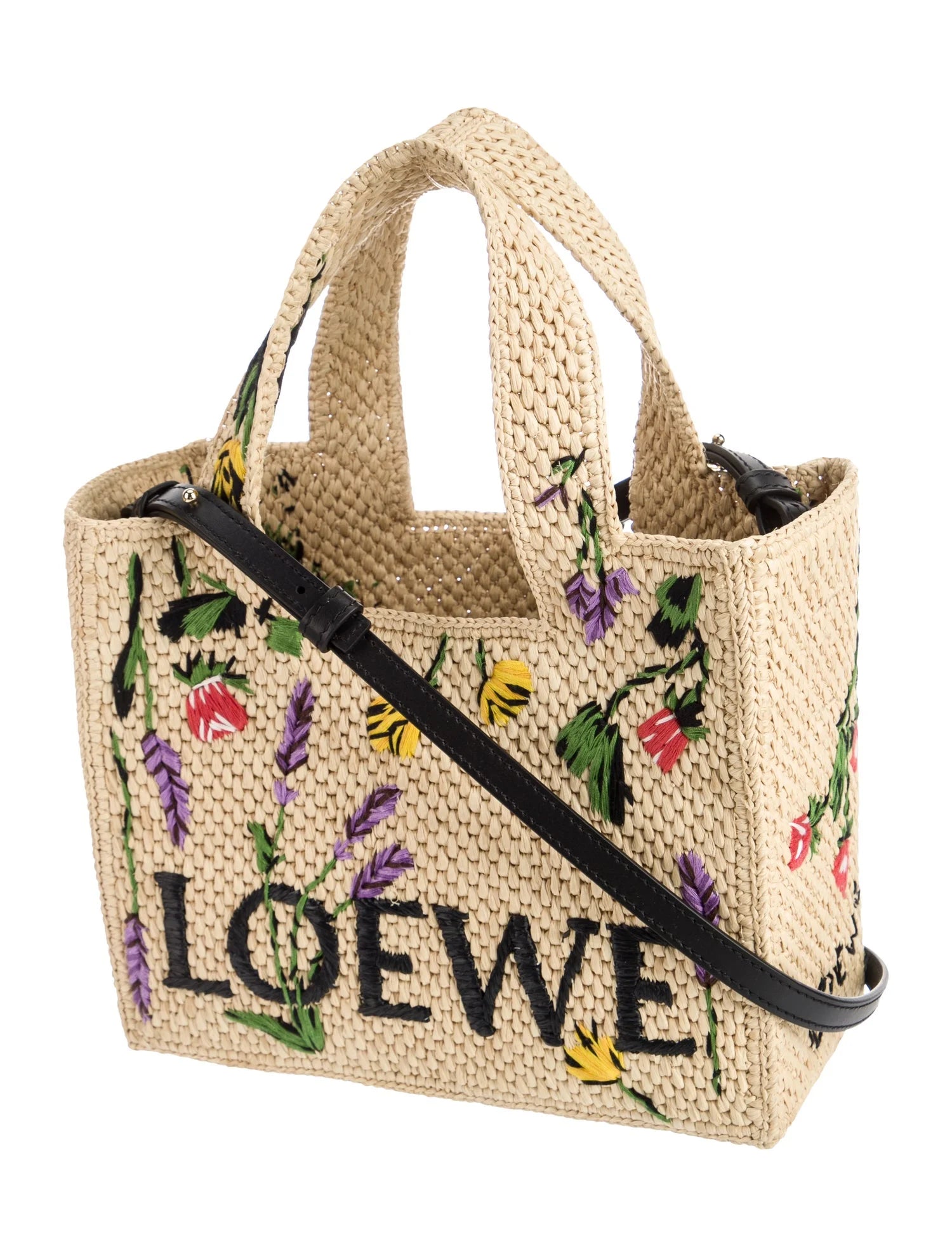 Loewe Embroidered Raffia Tote