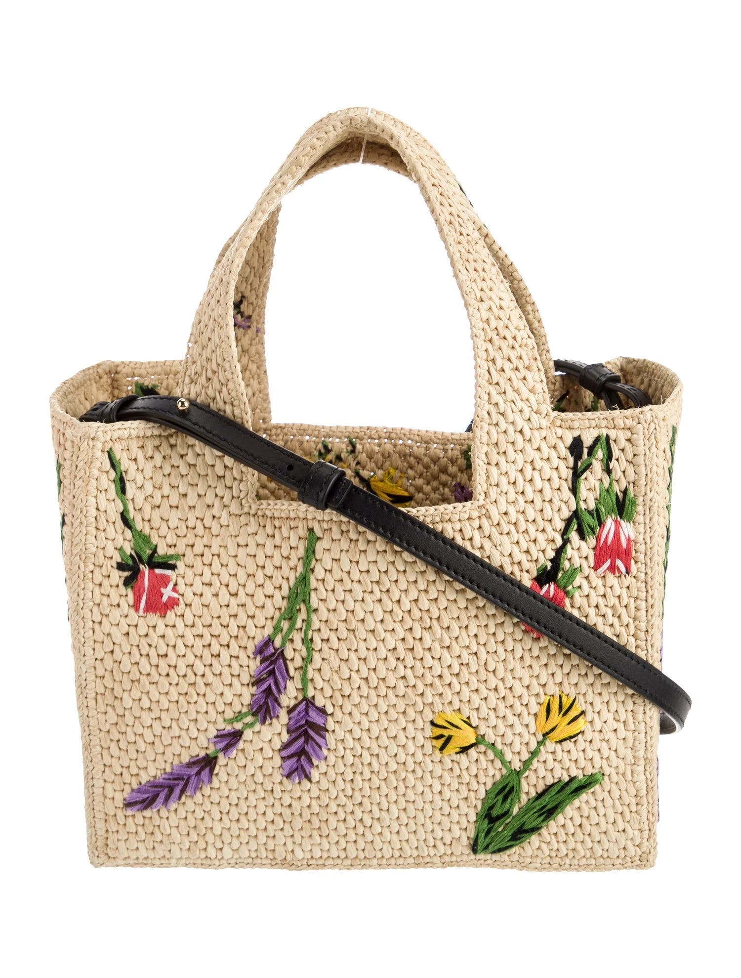 Loewe Embroidered Raffia Tote