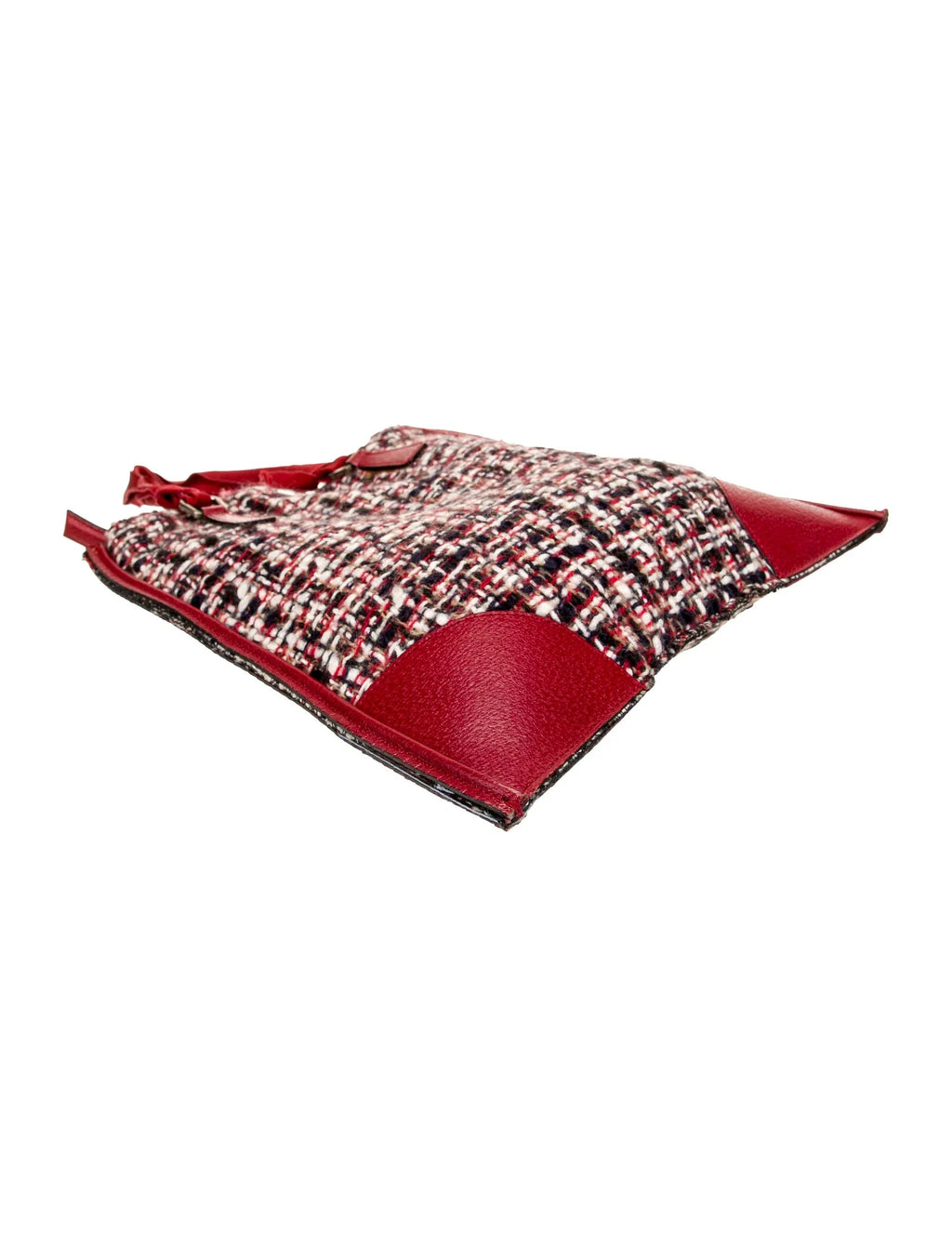 Prada Enameled Tweed Top Handle Bag