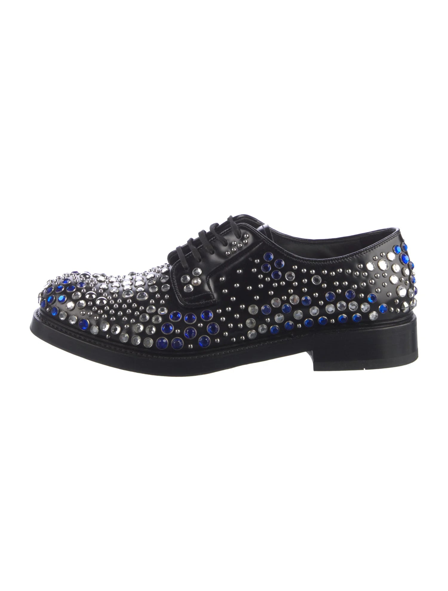 Prada Crystal Embellished Laceup Derbys