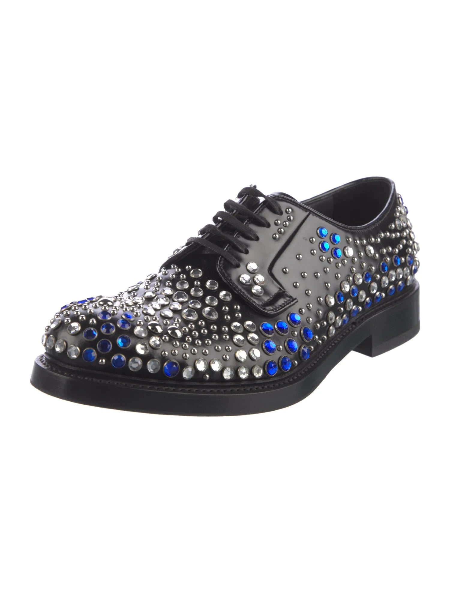 Prada Crystal Embellished Laceup Derbys