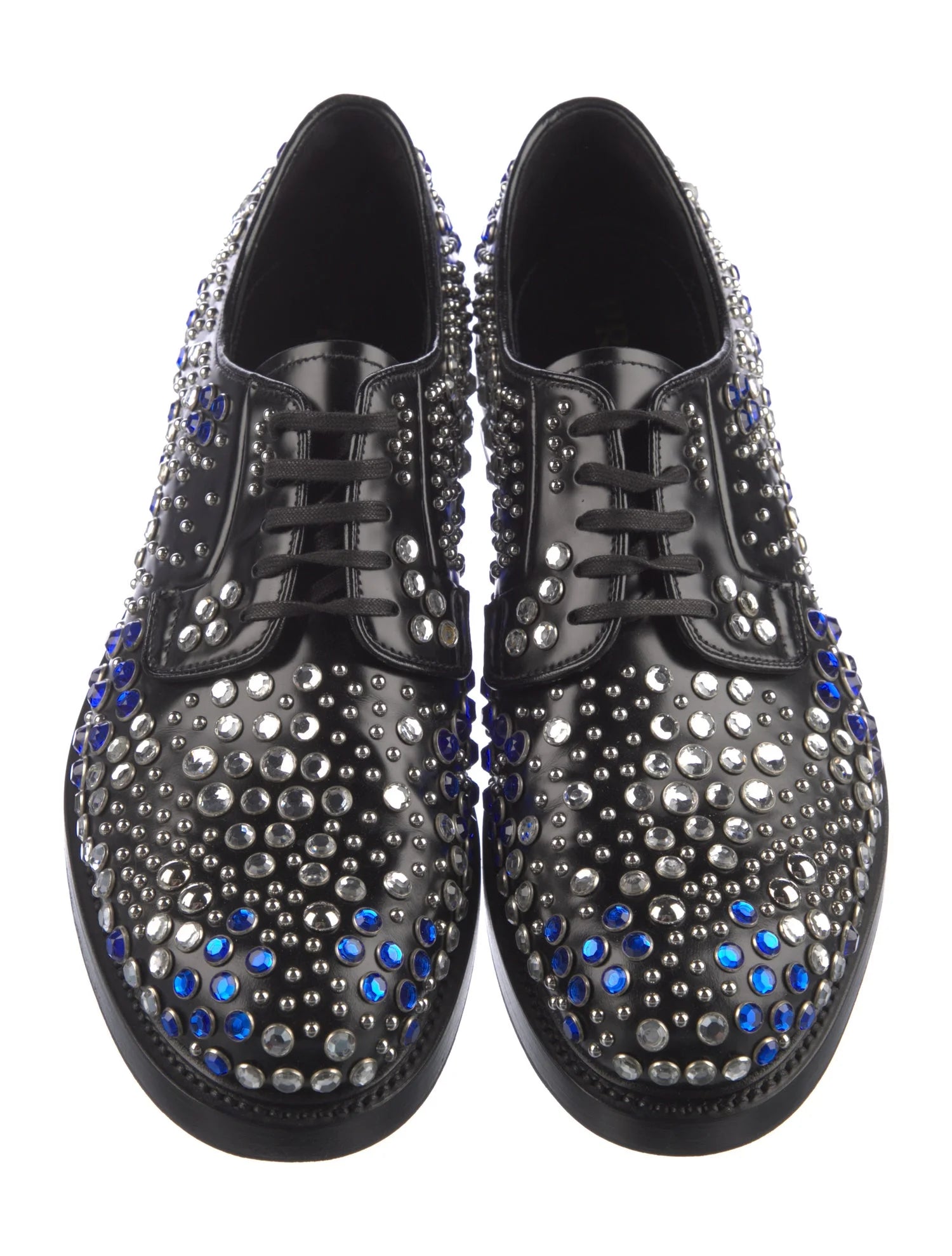 Prada Crystal Embellished Laceup Derbys