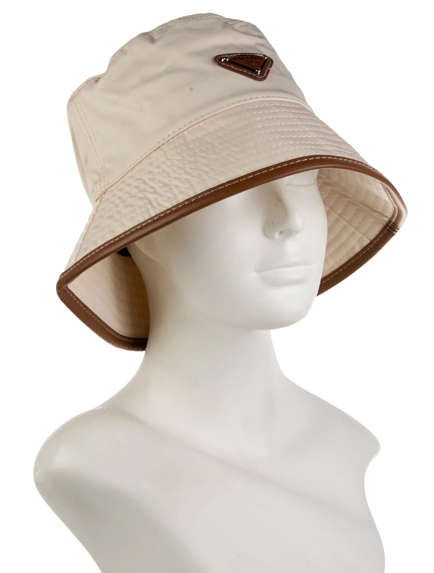 Prada Leather Trim Bucket Hat