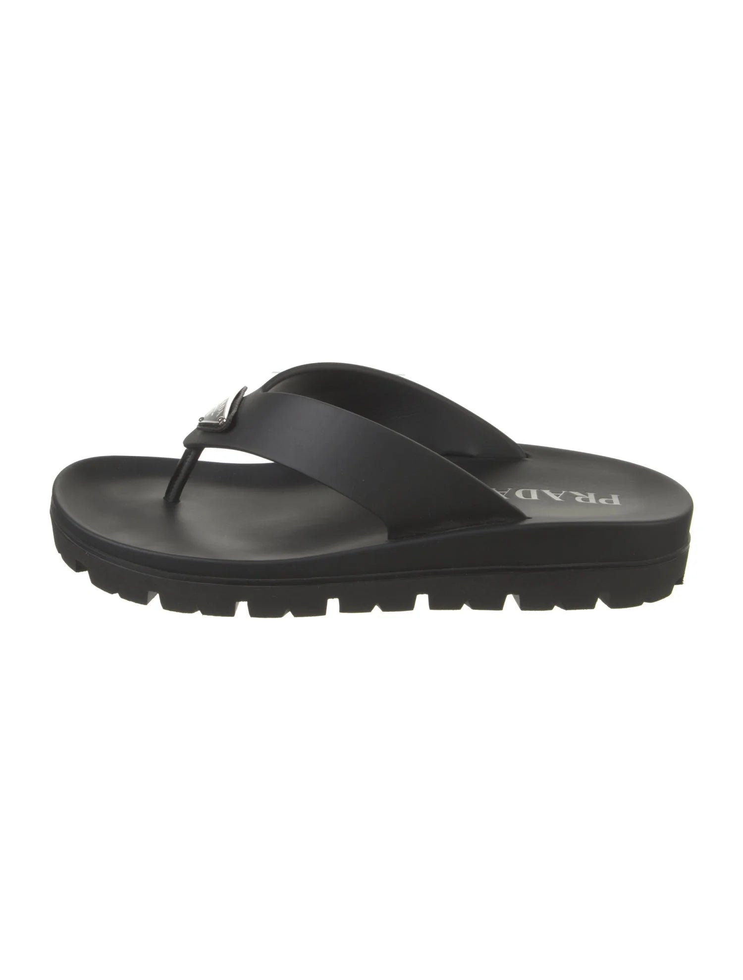 Prada Black Logo Flip Flops