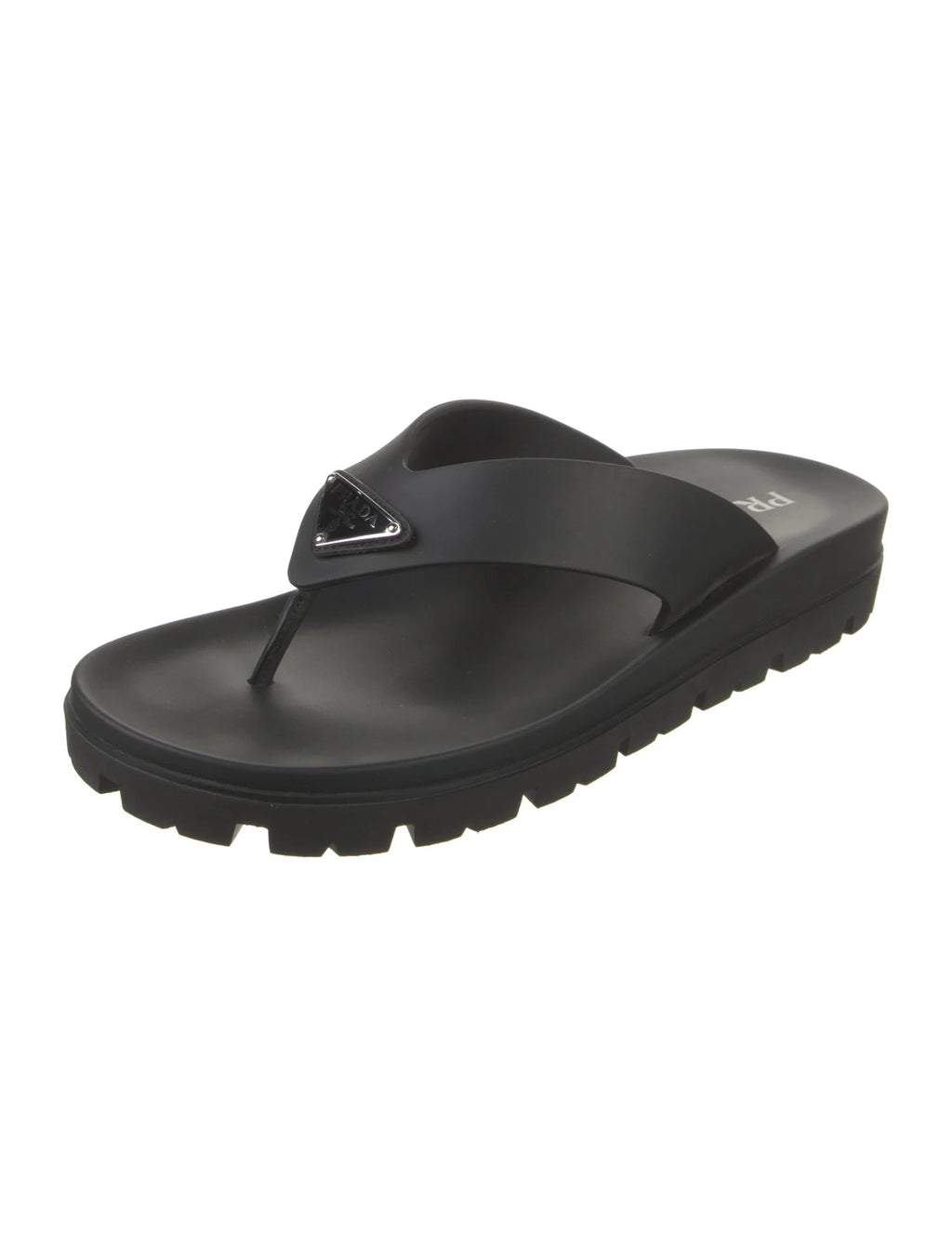 Prada Black Logo Flip Flops