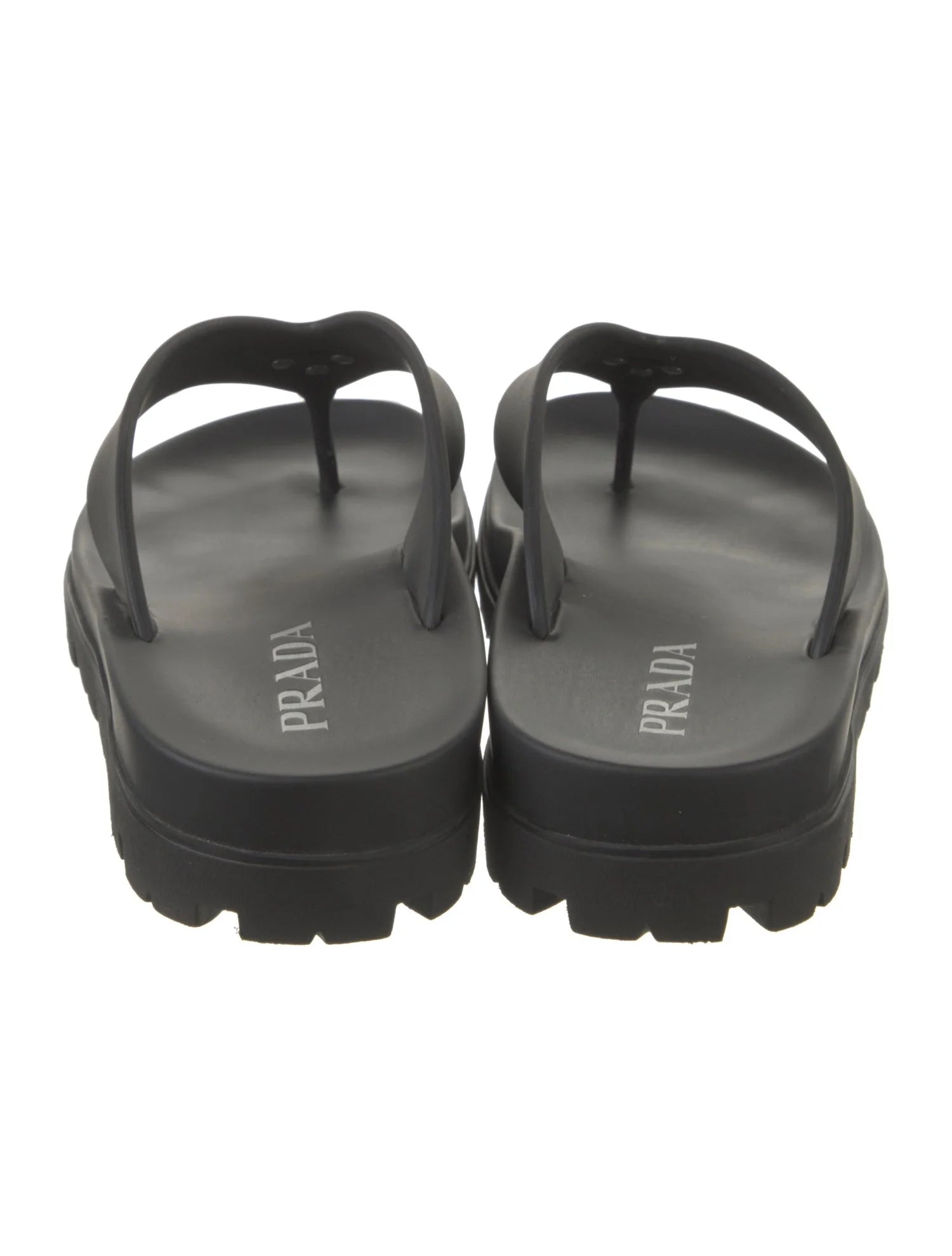 Prada Black Logo Flip Flops