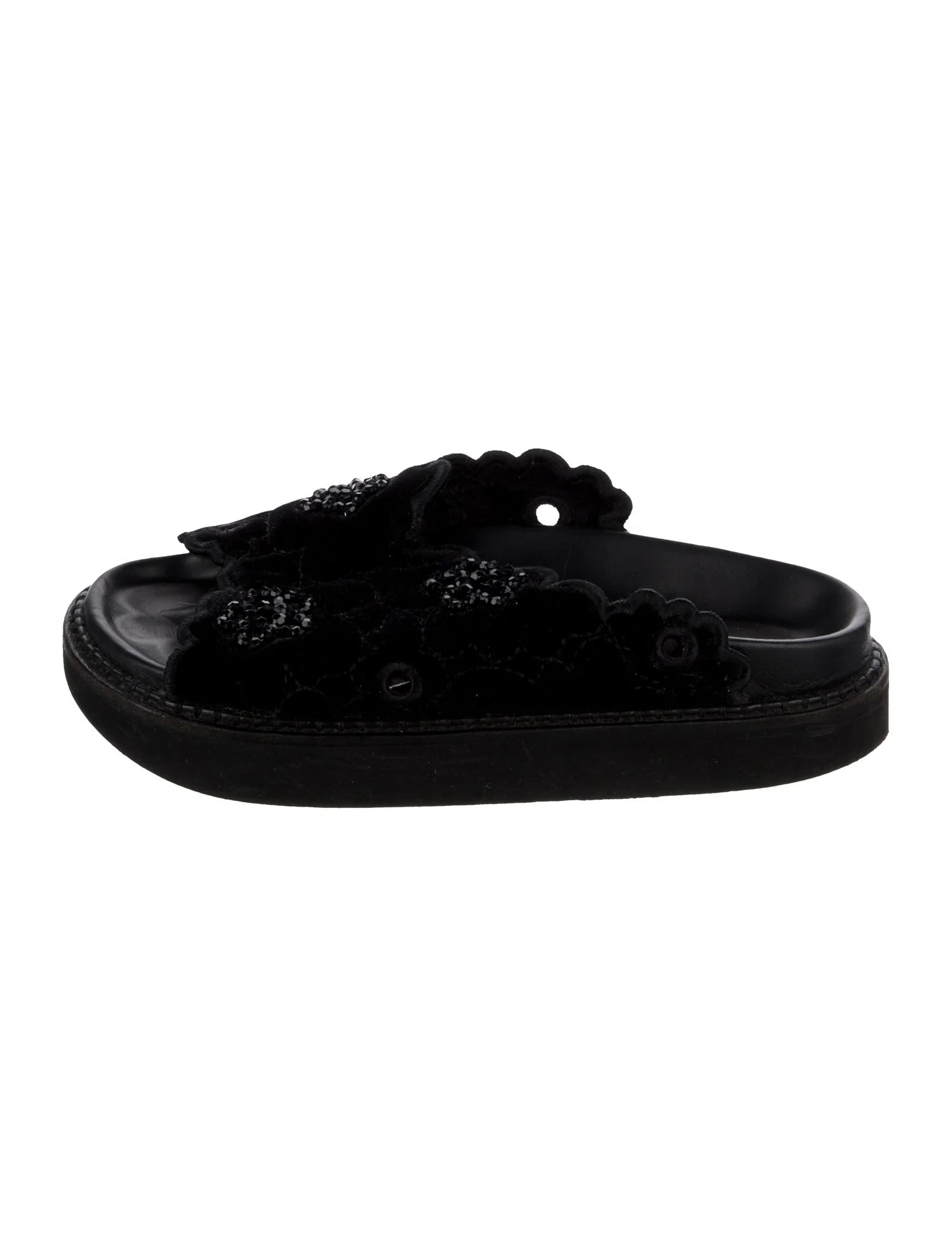 Simone Rocha Velvet Beaded Accents Slides