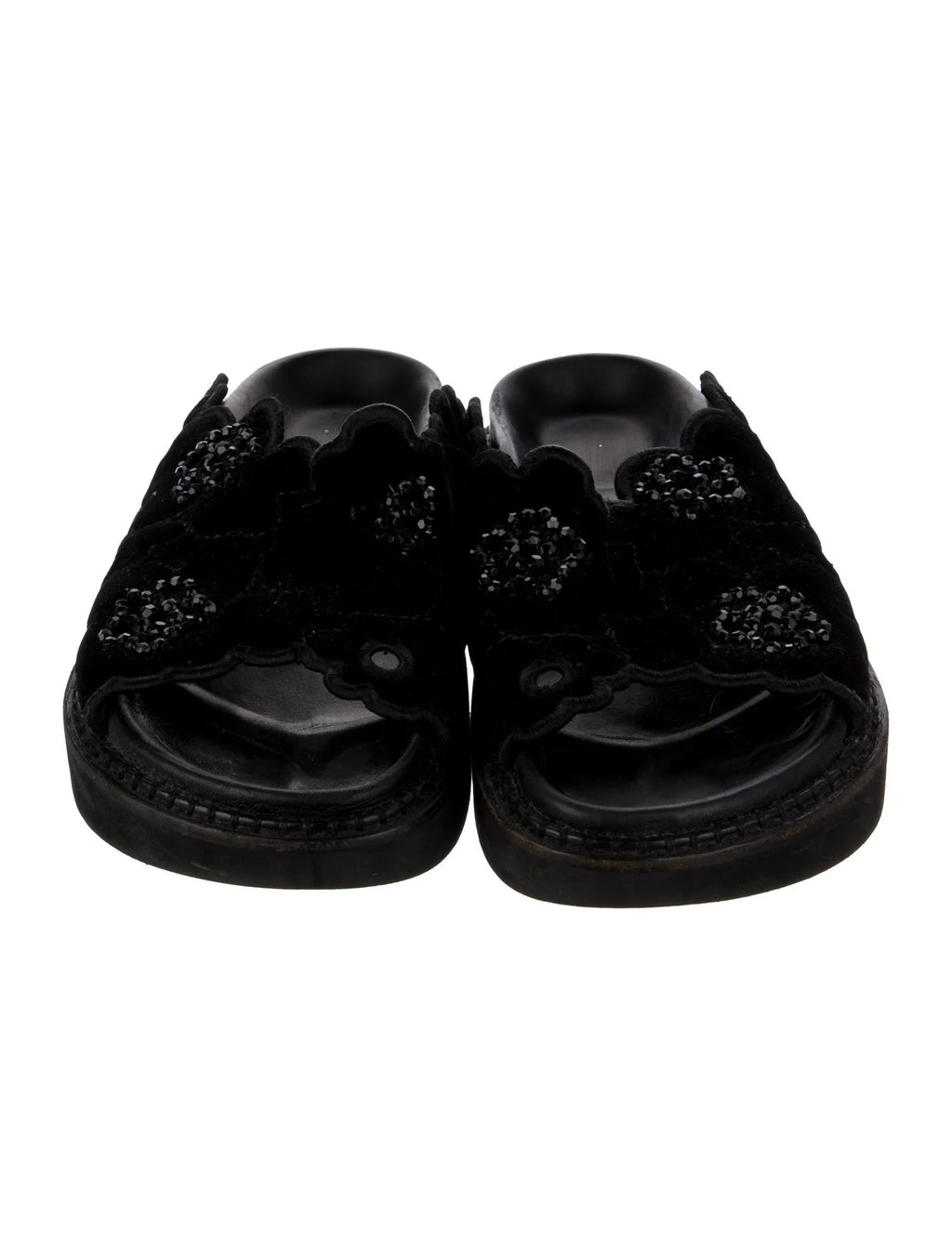Simone Rocha Velvet Beaded Accents Slides