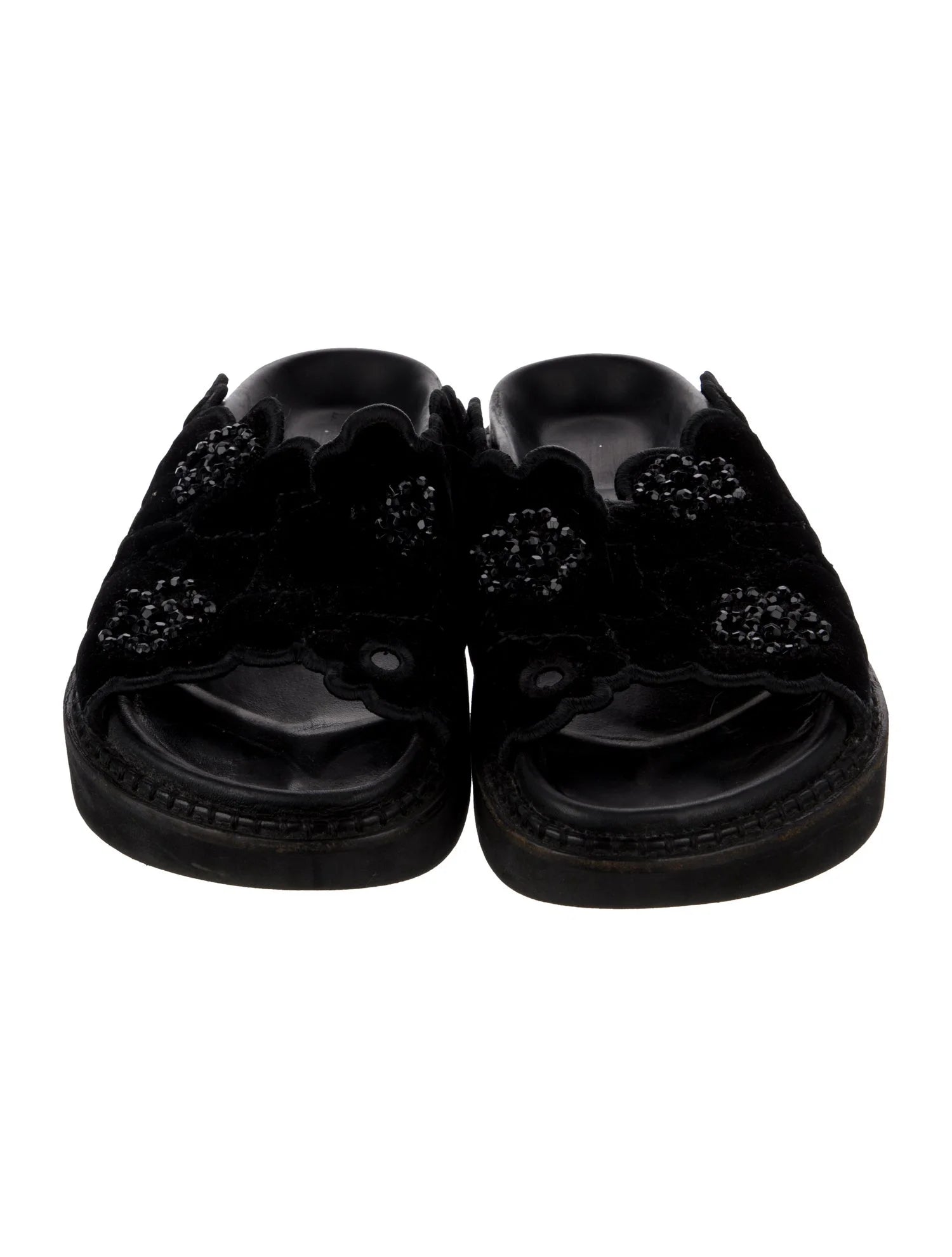 Simone Rocha Velvet Beaded Accents Slides
