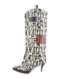 Sacai Printed Knee High Leather Boots