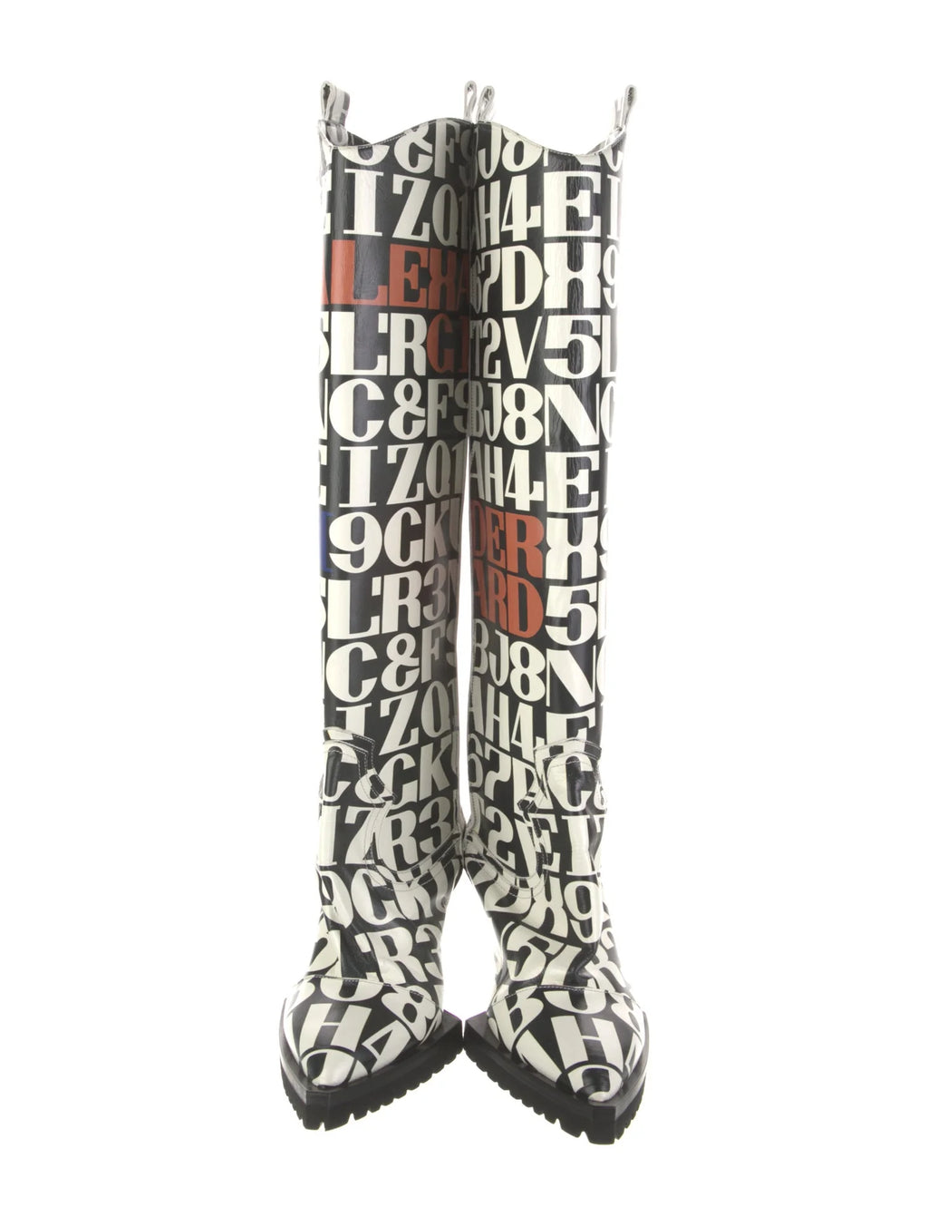 Sacai Printed Knee High Leather Boots